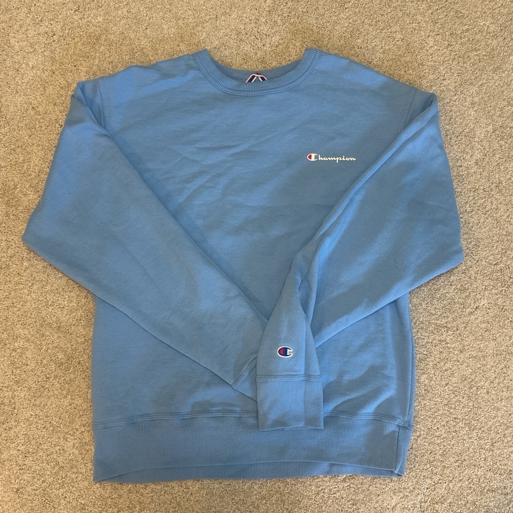 Champion Men's Light Blue Crewneck Sweater